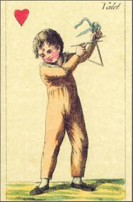 Herz-Bube (frz.) Aufnahme der Reproduktion Musikalisches Kartenspiel (Faksimile Piatnik, 1981)