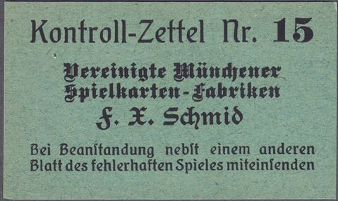 Kontrollzettel F. X. Schmid