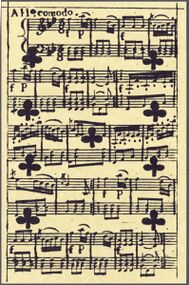 Kreuz-9 (frz.) Aufnahme der Reproduktion Musikalisches Kartenspiel (Faksimile Piatnik, 1981)